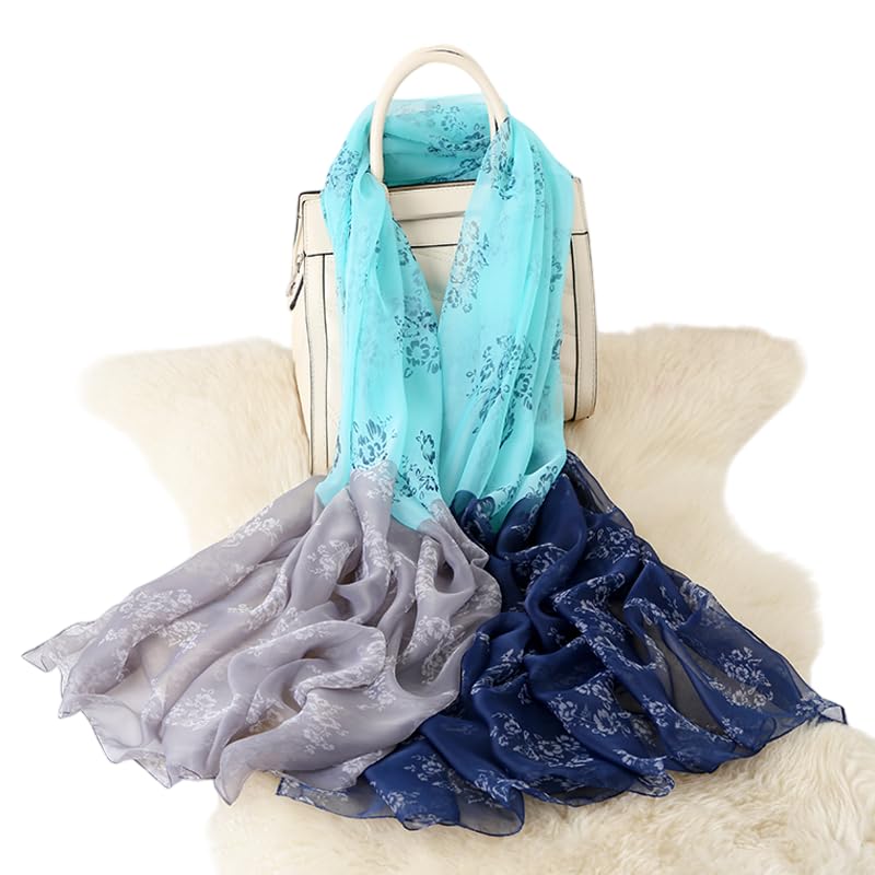 CrossKulture Scarf Stole for Women - 185 x 135 cm Chiffon Scarf with Floral Print | Lightweight Soft Stole for Girls | Satin Feel Neck Wrap | Women Accessory (Colour23)
