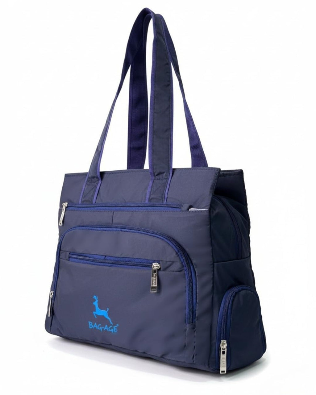 Bag-Age HB50 Tote Bag for Girls & Women | Water-Resistant Office Work Handbag with MultIple Compartments | Work, Travel & Daily Use (Navy Blue)