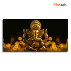 VIBECRAFTS Golden Ganesha Premium Canvas Wall Painting With Frame for Living Room Drawing Room Home|Office|Gift (PTVCH_2230)