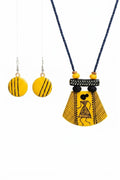 Create -hub ; By Indrani Saha Handpainted Warli Terracotta Necklace Set for Women - Tribal Ethnic Statement Jewelry with Earrings - Lightweight Handmade Clay Jewelry
