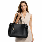 Carrylux Women's Soft PU Tote Bag | Large Single Compartment Shoulder Handbag with Adjustable Strap | Office, College & Casual (Black)