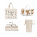 Reusable Canvas Cotton Shopping Bag With 6 Pockets, Tote Bag, Multipurpose Grocery And Vegetable Organiser, Jhola Sabji Bag Long Handles, Medium Size, Foldable, 12x14x5 Inches