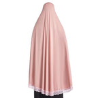 ICW Women Stretchable Jersey Jilbab Cum Prayer Khimar Hijab (Free Size) 42 Inch (Pink) For Female