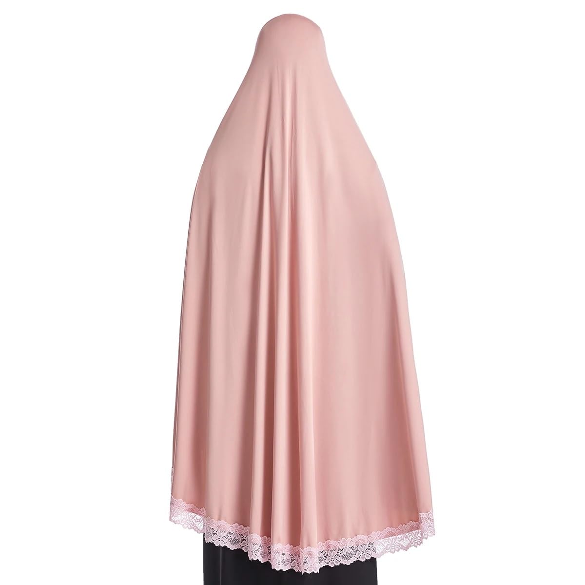 ICW Women Stretchable Jersey Jilbab Cum Prayer Khimar Hijab (Free Size) 42 Inch (Pink) For Female