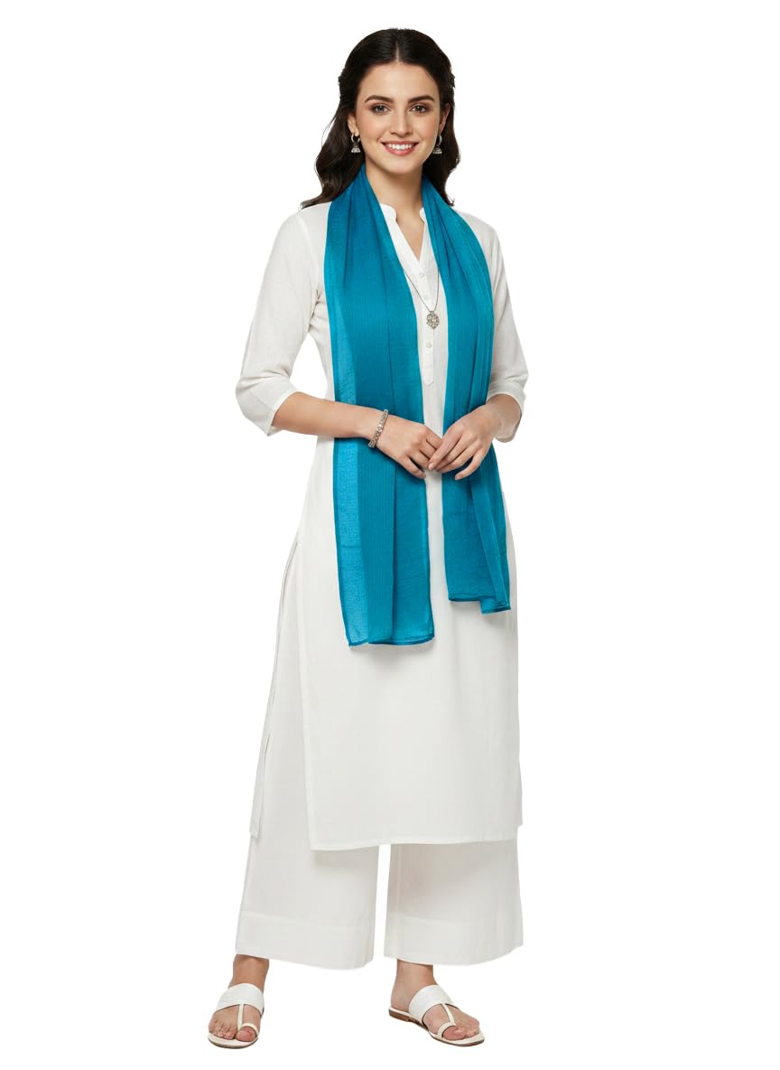 Pure Cotton Scarf Stole for Women, 175 x 100 cm, Lightweight, Versatile, Multiple Colours (Peacock Blue)