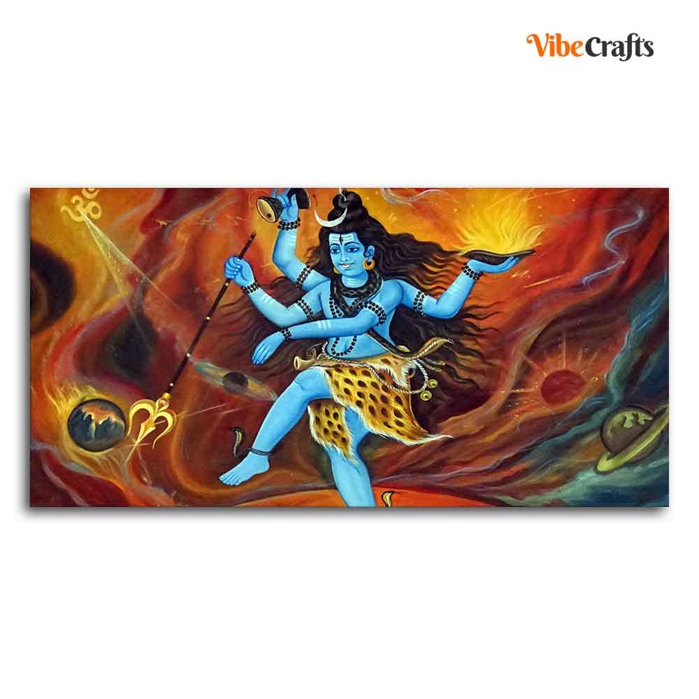 VIBECRAFTS Canvas Paintings for Living Room Drawing Room Natraja Of Dance Canvas Wall Painting Fitted With Wooden Frame for Home | Office | Gift (PTVCH_2449)