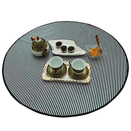 MARINE PEARL Bed Server Polyvinyl Chloride Food Mat Oil & Waterproof Round (Black& White) Kafalo