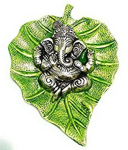 Kridaykraft Multicolour Handmade Decorative Feng Shui Metal Pan Leaf Hanging Metal Ganesh Ji Statue