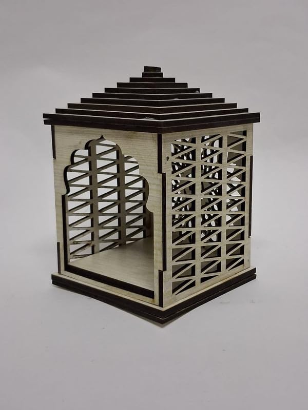 Attractive Craft Store MDF Temple for Car Dashboard & Home Decor | Traditional Wooden Mandir for Idols and Decorative Spiritual Altar | White | Pack of 3