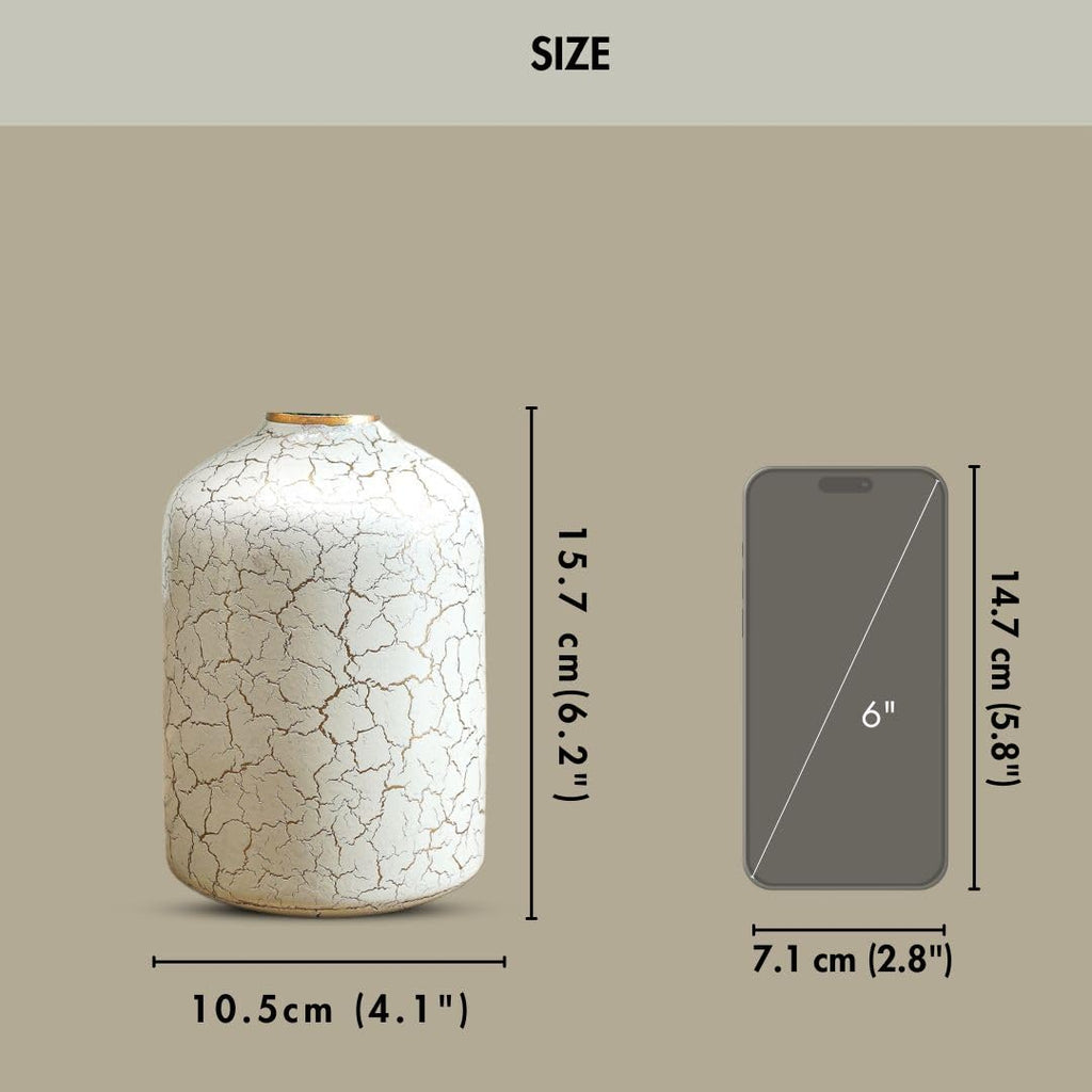 BEHOMA Metal Flower Vase for Home Decor, White - 2 Pcs