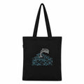 DANIOO DON'T WORRY WE CARRY Cotton Canvas Tote Bags for Women, Multipurpose Handbags for Women and Girls with Zipper and Pocket for Travel, Shopping | Hand Bag | College Tote Bags (Black)