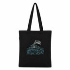 DANIOO DON'T WORRY WE CARRY Cotton Canvas Tote Bags for Women, Multipurpose Handbags for Women and Girls with Zipper and Pocket for Travel, Shopping | Hand Bag | College Tote Bags (Black)