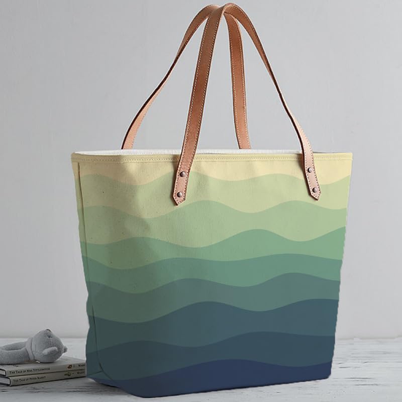 The Purple Tree Oversized Tote Bag for Women - Wave Ripples Tote Bags for College & Daily Use, Travel or Gifts - Large Capacity Handbag