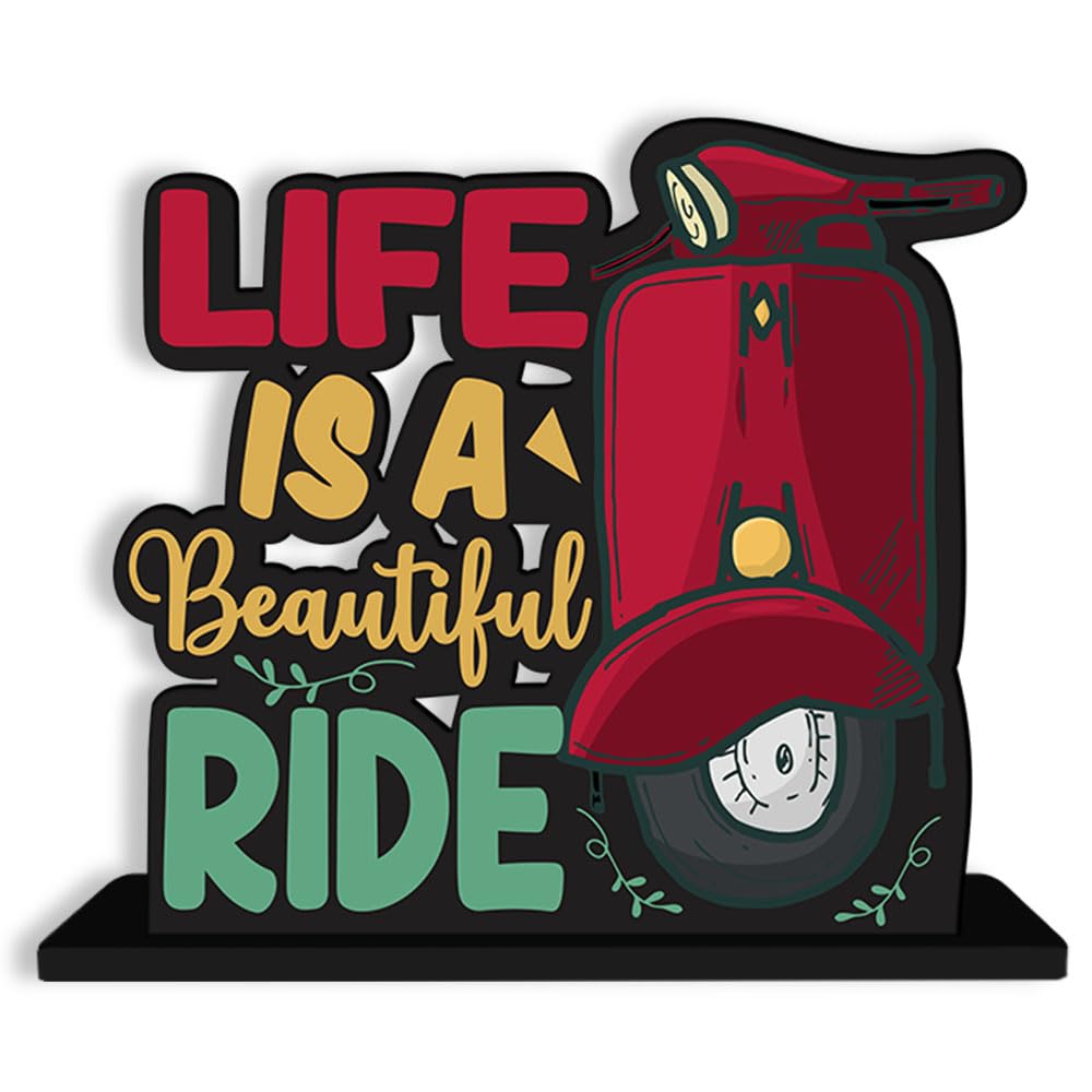 Artvibes Wooden Idols and Figurine Life is A Beautiful Ride Quotes Table Decor for Office Desk Showpiece|Home Decoration|Living Room|Modern Gifting Item(Sp_1116N), Inspirational