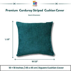 RD TREND® Cushion Cover Set of 5, Decorative Sofa Living Room Home Square Cushion Covers 18 Inch x 18 Inch, Aesthetic Corduroy Striped Double Sided (Green, Pack of 5)