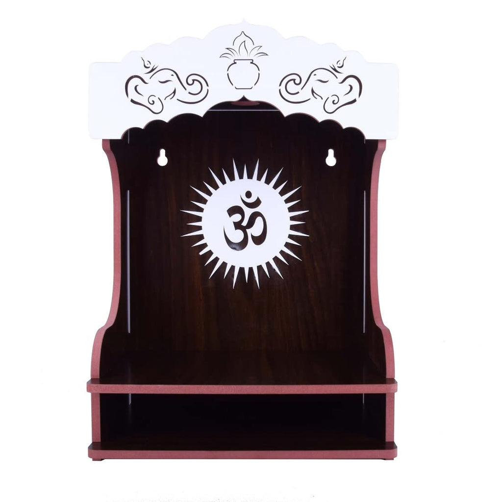 nexat Premium MDF Wooden Temple with Doors | Mandir for Pooja Room, Office & Housewarming Gift (393)