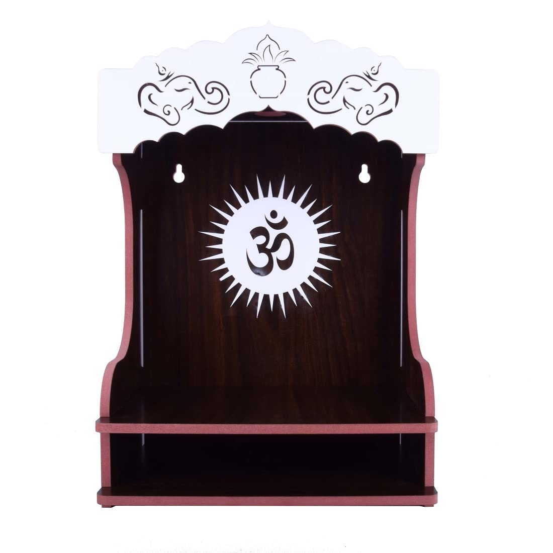 nexat Premium MDF Wooden Temple with Doors | Mandir for Pooja Room, Office & Housewarming Gift (393)