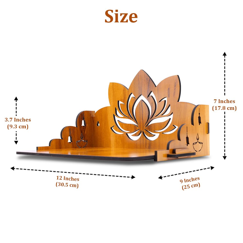 Sehaz Artworks Pooja Mandir for Home | Wooden Temple Wall Mounted | Puja Stand | Puja Mandir for Home Small Size | Devghar | Pooja Stand