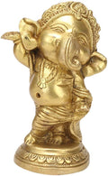 SVARUP Brass Standing Ganesha Idol in Gold Color Height 4 Inch Weight 0.8 Kg