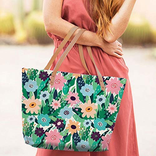 The Purple Tree Purple Multi-coloured Canvas Tote Bag For Women (1 bag) Women's Over-sized Tote Bag With Sturdy Faux Leather Handles, Inner Zippered Compartment, Soft Poly-cotton Lining