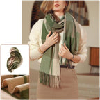 Alexvyan Winter Green Multicolor Long Warm Stoles Shawls Long Big Checked Scarves Woolen Women Casual Scarf Soft Wrap for Casual Formal Occassions- 200CM*70CM