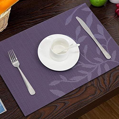 OXSAM Placemats, Heat Insulation Non-Slip Vinyl mats, Stain-Resistant Tablemats for Home and café Dining Table Décor (Purple Flower, Pack of 8) Kafalo