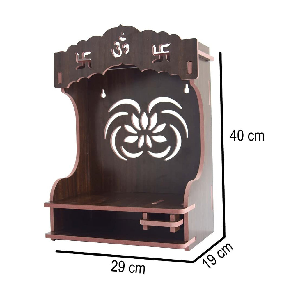 nexat MDF Wooden Temple with Door Design | Compact Mandir for Worship & Home Decoration (392)