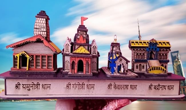 A&S Ventures Tempal for Home Decoration and Gift kedarnath, Badrinath,Yamunotri, Gangotri Wooden Handmade Temple 3D Tample (Multi Colour