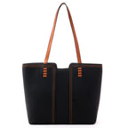 INOVERA (LABEL) Faux Leather Large Capacity Handbags Shoulder Bag With Zip Top Handle Satchel Purse For Women,black