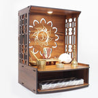 LET'S DIY Wooden Handcrafted Temple with OM Carving | Traditional Home Mandir for Home & Office (Pack of 1)