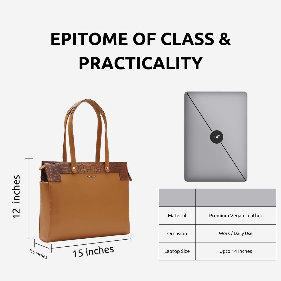 The Gusto Estelle - Premium Vegan Leather Tote Bag for Women | Stylish Hand Bag/Shoulder Bag with Zip | College, Casual Use, Office Tote Bag