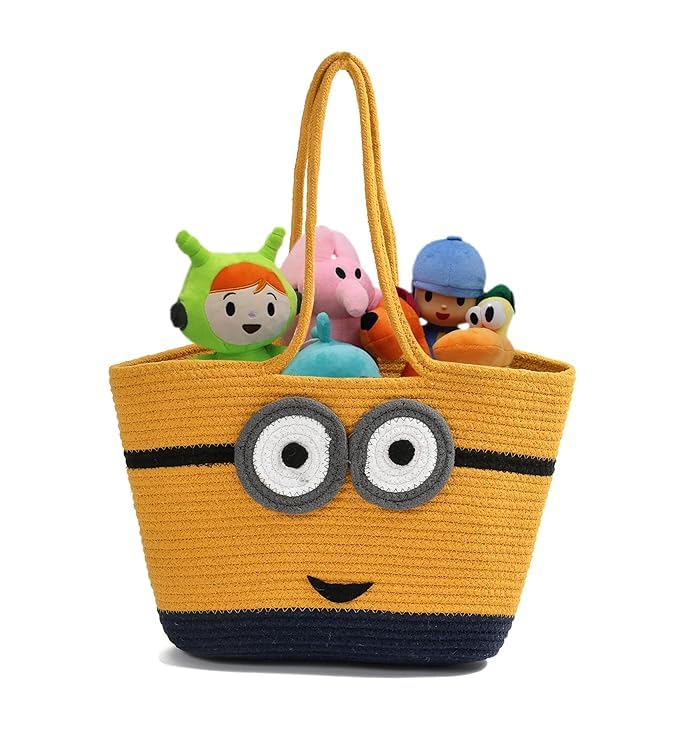 ROSSLYN Minion Design Handmade Cotton Dori Retro Tote Bag - Collectable & Reusable For Tote Women (Pack Of 1), Yellow