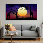 VIBECRAFTS Canvas Paintings for Living Room Drawing Room Pair Of Giraffe At Night Canvas Wall Painting Fitted With Wooden Frame For Home | Office | Living Room | Gifts (PTVCH_2522)