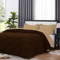 linenaffairs Heavy Winter Double Bed Reversible Comforter - 300 GSM Warm Microfiber Blanket, Soft & Cozy, Machine Washable - Chocolate & Taupe Kafalo