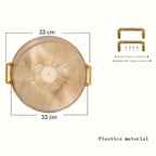 Deoxys Serving Tray with Golden Handles, Acrylic Decorative Tray, Round Coffee Table Tray, Contemporary Decorative Table Tray, for Home, Restaurant, Table, Bar Drinks, Breakfast, Fruit