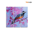 VIBECRAFTS Bird With Nature 3 Pieces Canvas Wall Painting Fitted With Wooden Frame For Home | Office | Living Room | Gifts (PTVC3Pcs1_9503)