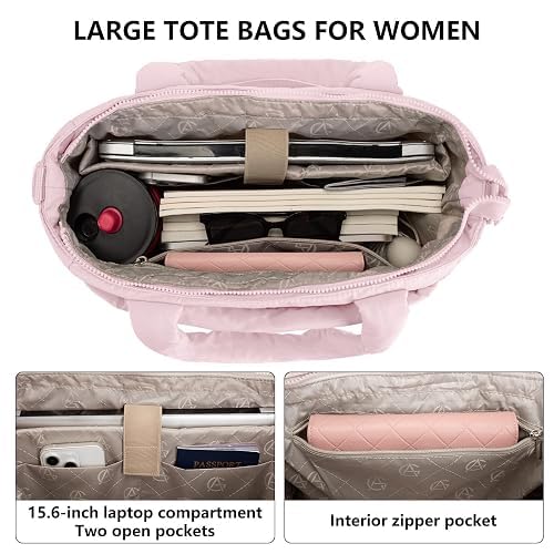 KNH MART Puffer Tote Bag for Women Quilted Nurse Bag Lightweight Work Bag for Teacher Travel Handbag with Multiple Pockets (A1)