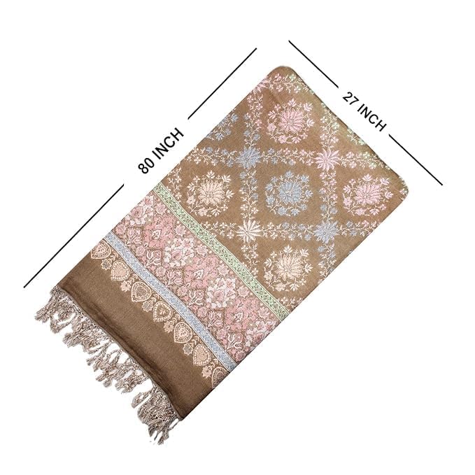 EKAN Printed Soft and Warm Stoles For Winter Season Use for Girls and Women for Gifting (Full Printed Stole Beige)