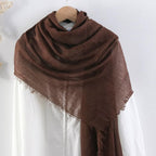 CrossKulture Crinkled PolyCotton Scarf for Women - 180 x 90 cm Stole for Women | PolyCotton Scarf for Summers, Head Cover for Women | Lightweight Scarf for Women | Women Accessory (Coffee)