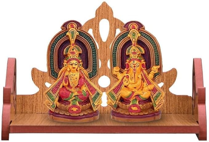 kriyanta Wooden Wall Mounted Hanging Puja Temple Stylish Wood God Stand for Pooja Room Mandir Stand Temple Home Temple Table Home Mandir Temple. (Hindolo ET003 257)