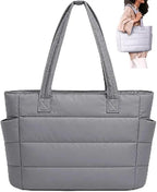 PEXCOO Premium Large Tote Bag for Women with Compartments, Quilted Puffer Shoulder Handbag with Laptop Compartment, Stylish Office, College & Travel Bag for Women, Work & Daily Use
