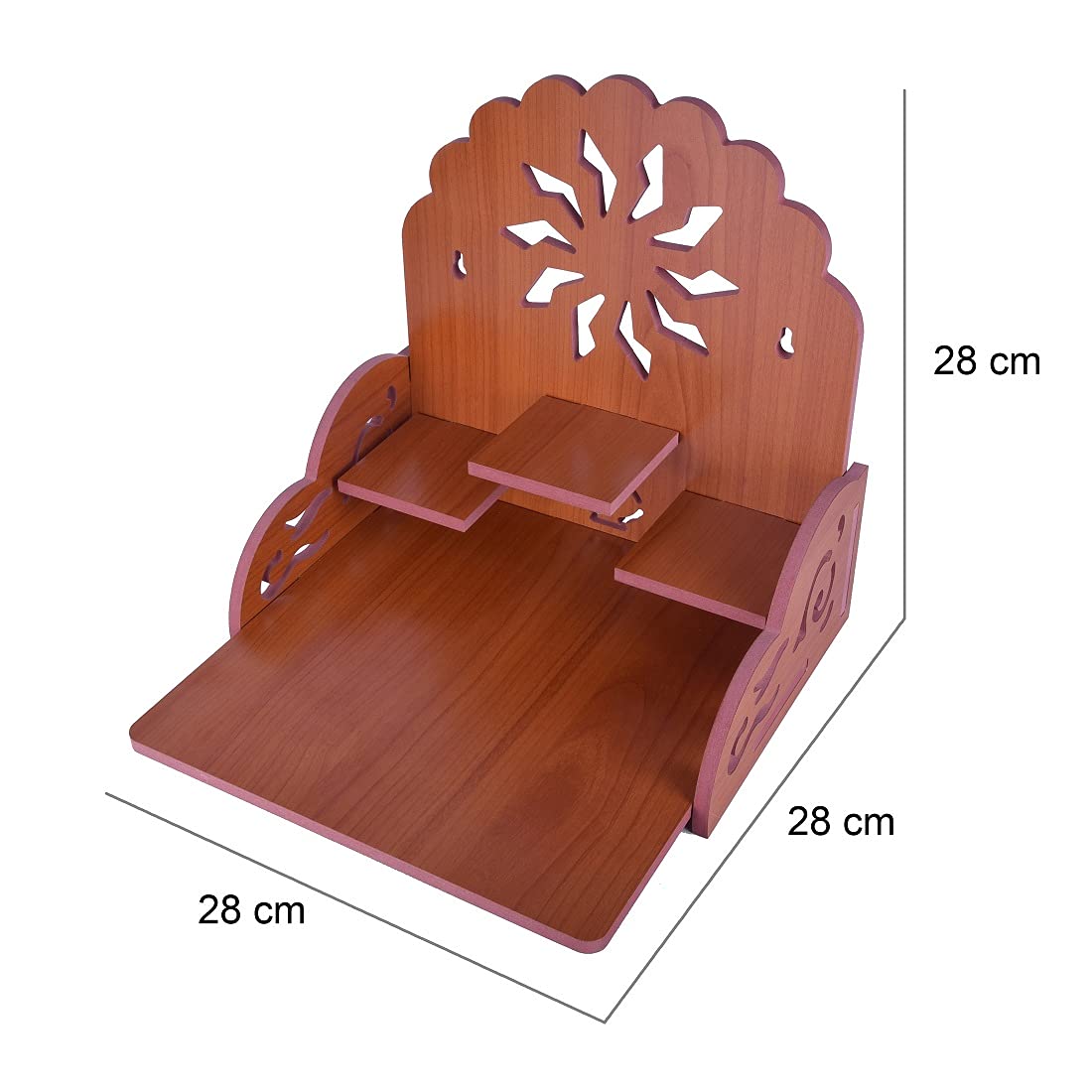 PRIMEFAIR Handmade Beautiful Wooden Temple/Home Temple/Puja Mandir/Wall Hanging and Table Top Home Mandir Temple/Home Art & Craft Engineered Wood Home Wall Temple (BROWN-399)