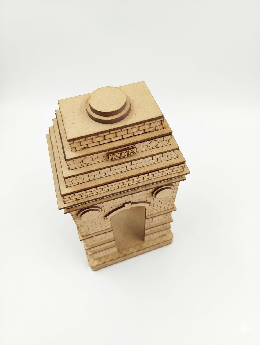 India Gate Wooden Miniature Replica, MDF Laser Cut Architectural Model, Decorative Showpiece