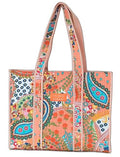 Cotton Tote bag for Women | Shoulder Bag | Durable Shopping bag | Reusable Grocery Bags | Eco friendly Bags| Handmade Cotton Bag | Stylish Quilted handBag |Vegan Tote Bag (PEACH MULT)