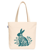 Econest Premium Canvas Tote Bags for Women with zip closer | unique tote bag for Girls, 100% Organic Cotton Tote bag | beach | gift | office, school & Daily Usable strong handbag (Blue Rabbit)