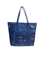 SIVIBAG Foldable Waterproof Travel Tote Bag for Women | Cute Heart Print Lightweight Large Capacity Shoulder Gym Bag & Sports Bag with Zipper Pocket | Stylish College, Office & Daily Use Shopping Bag