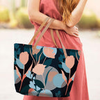 The Purple Tree Womens Oversized - Floral Tote Bag For Travel & Daily Use, College Bag, Gifts - Large Capacity Handbag - Contemporary, Black