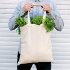 SAKETOS Fabric Bag 38 x 42 cm - Tote Bag - Fabric Bag for Painting Unprinted 1, 5, 10, 25, 50 Pieces - Cotton Bag with Two Long Handles - Carry Bag, Shopping Bags, Natural-2, 10
