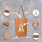 DANIOO Large Canvas Reusable Tote Bags With Zipper and Inner Pocket For Women and Girls Multipurpose College Daily Use | Tote Bags for College | carry bag | shopping bag (Brown)