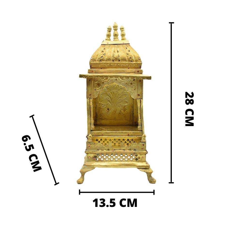 PujaNPujari Brass Beautiful Home Temple Pooja Mandir for Living Room for Pooja Decorations (Small)